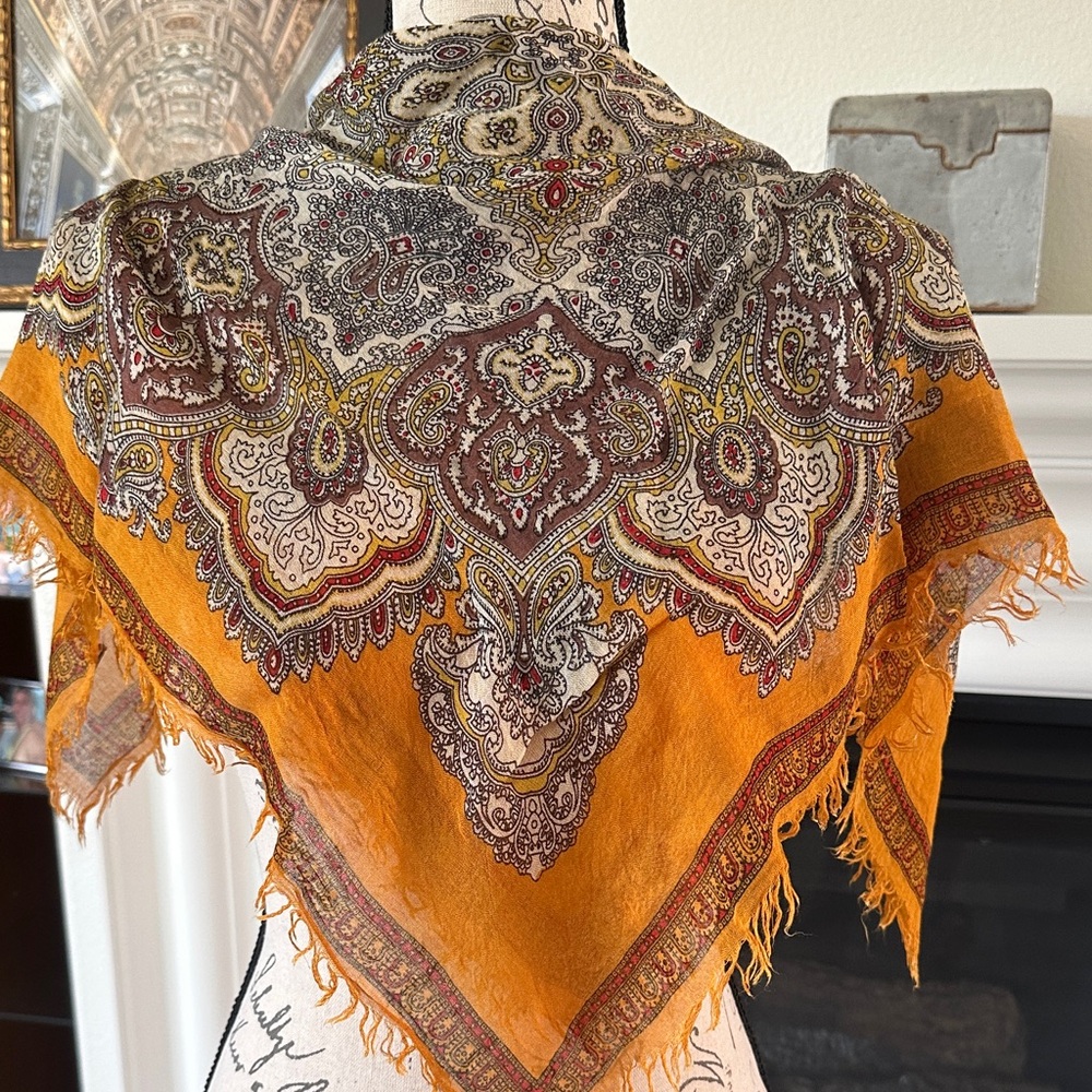 Free People Bohemian Paisley Fringe Scarf